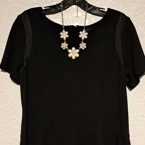 Pink Tartan Black Ponte Knit Peplum Top